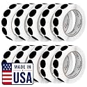 Perco Black Perforated Round Circle Dot Sticker 1-Inch Labels — 10 Rolls, 10,000 Stickers - Bold High Contrast for Pricing, Writing &amp; Bin Labels, Strong Adhesive - Made in USA
