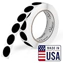 Perco Black Round Circle Dot Sticker 1-Inch Labels with Easy-Tear Perforation, 1,000 Stickers per Roll - Bold High Contrast for Pricing, Writing &amp; Bin Labels, Strong Adhesive - Made in USA