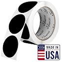 Perco Black Round Circle Dot Sticker 2-Inch Labels with Perforation for Easy Tear-Off, 500 Stickers per Roll - Bold Branding, Logo Stickers, Warning &amp; Instruction Labels, Strong Adhesive - Made in USA