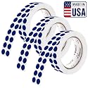 Perco Dark Blue Perforated Round Circle Dot Sticker 1/2-Inch Labels — 3 Rolls, 9,000 Stickers—Office, School for File Tabs, Inventory Coding &amp; Organized Systems, Strong Adhesive—Made in USA