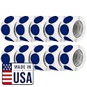 Perco Dark Blue Perforated Round Circle Dot Sticker 3-Inch Labels — 10 Rolls, 5,000 Stickers - Business Logos, Category Labels &amp; Professional Signage, Strong Adhesive - Made in USA