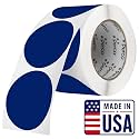 Perco Dark Blue Round Circle Dot Sticker 3-Inch Labels with Perforation for Easy Tear-Off, 500 Stickers per Roll - Business Logos, Category Labels &amp; Professional Signage, Strong Adhesive - Made in USA