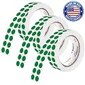 Perco Green Perforated Round Circle Dot Sticker 1/2-Inch Labels — 3 Rolls, 9,000 Stickers - Scrapbooks, Labeling for Inventory Grouping, Shelf Tags &amp; Status Tracking, Strong Adhesive - Made in USA