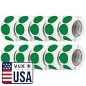 Perco Green Perforated Round Circle Dot Sticker 3-Inch Labels — 10 Rolls, 5,000 Stickers - Product Labels, Shelf Markers &amp; Category Signage, Strong Adhesive - Made in USA