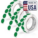 Perco Green Perforated Round Circle Dot Sticker 1-Inch Labels — 3 Rolls, 3,000 Stickers - Shelf Labels, Inventory Grouping &amp; Product Classification, Strong Adhesive—Made in USA
