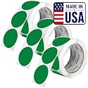 Perco Green Perforated Round Circle Dot Sticker 2-Inch Labels — 3 Rolls, 1,500 Stickers - Product Labels, Shelf Tags &amp; Inventory Organization, Strong Adhesive - Made in USA