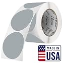 Perco Grey Round Circle Dot Sticker 3-Inch Labels with Perforation for Easy Tear-Off, 500 Stickers per Roll - Minimalist Labels, Neutral Branding &amp; Subtle Signage, Strong Adhesive - Made in USA
