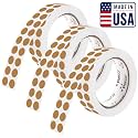 Perco Kraft Brown Perforated Round Circle Dot Sticker 1/2-Inch Labels — 3 Rolls, 9,000 Stickers - Crafts, Packaging for Rustic Seals, Handmade Products &amp; Batch Coding, Strong Adhesive - Made in USA