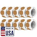 Perco Kraft Brown Perforated Round Circle Dot Sticker 3-Inch Labels — 10 Rolls, 5,000 Stickers - Natural Rustic Labels for Handmade Products, Thank You Stickers &amp; Packaging - Made in USA