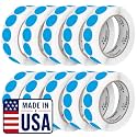 Perco Light Blue Perforated Round Circle Dot Sticker 1-Inch Labels — 10 Rolls, 10,000 Stickers - File Labels, Storage Bins &amp; Informational Tagging, Strong Adhesive - Made in USA