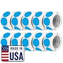 Perco Light Blue Perforated Round Circle Dot Sticker 3-Inch Labels — 10 Rolls, 5,000 Stickers - Product Info Labels, Storage Tags &amp; Clean Signage, Strong Adhesive - Made in USA