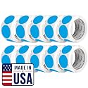 Perco Light Blue Perforated Round Circle Dot Sticker 2-Inch Labels — 10 Rolls, 5,000 Stickers - Product Info Labels, Storage Tags &amp; Clean Organization, Strong Adhesive—Made in USA