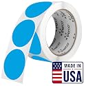 Perco Light Blue Round Circle Dot Sticker 2-Inch Labels with Perforation for Easy Tear-Off, 500 Stickers per Roll - Product Info Labels, Storage Tags &amp; Clean Organization, Strong Adhesive—Made in USA