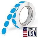 Perco Light Blue Round Circle Dot Sticker 1-Inch Labels with Perforation for Easy Tear-Off, 1,000 Stickers per Roll - File Labels, Storage Bins &amp; Informational Tagging, Strong Adhesive - Made in USA
