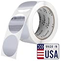 Perco Metallic Silver Round Circle Dot Sticker 2-Inch Labels with Perforation for Easy Tear-Off - 500 Stickers per Roll - Asset Tags, Tech Labels &amp; Modern Product Identification - Made in USA