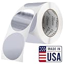 Perco Metallic Silver Round Circle Dot Sticker 3-Inch Labels with Perforation for Easy Tear-Off - 500 Stickers per Roll - Asset Tags, Tech Labels &amp; Modern Product Identification - Made in USA