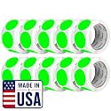 Perco Neon Green Perforated Round Circle Dot Sticker 2-Inch Labels — 10 Rolls, 5,000 Stickers - in Stock, Ready &amp; Promo Labels, High Visibility, Strong Adhesive—Made in USA