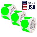 Perco Neon Green Perforated Round Circle Dot Sticker 4-Inch Labels — 3 Rolls, 1,200 Stickers - Open, Available &amp; Promo Signage, High Visibility Display Labels - Made in USA