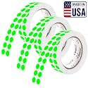 Perco Neon Green Perforated Round Circle Dot Sticker 1/2-Inch Labels — 3 Rolls, 9,000 Stickers—Events, Checklists for Approved, QC Passed &amp; Ready Marking, Strong Adhesive—Made in USA