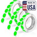 Perco Neon Green Perforated Round Circle Dot Sticker 1-Inch Labels — 3 Rolls, 3,000 Stickers - in Stock, Approved & Available Labels, High Visibility, Strong Adhesive—Made in USA