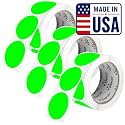 Perco Neon Green Perforated Round Circle Dot Sticker 2-Inch Labels — 3 Rolls, 1,500 Stickers - in Stock, Ready &amp; Promo Labels, High Visibility, Strong Adhesive—Made in USA