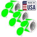 Perco Neon Green Perforated Round Circle Dot Sticker 3-Inch Labels — 3 Rolls, 1,500 Stickers—Available, Ready &amp; Promo Signage, High Visibility, Strong Adhesive —Made in USA