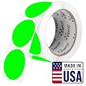 Perco Neon Green Round Circle Dot Sticker 3-Inch Labels with Perforation for Easy Tear-Off, 500 Stickers per Roll—Available, Ready &amp; Promo Signage, High Visibility, Strong Adhesive —Made in USA