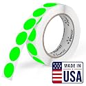 Perco Neon Green Round Circle Dot Sticker 1-Inch Labels with Easy-Tear Perforation, 1,000 Stickers per Roll - in Stock, Approved & Available Labels, High Visibility, Strong Adhesive—Made in USA