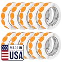 Perco Neon Orange Perforated Round Circle Dot Sticker 1-Inch Labels — 10 Rolls, 10,000 Stickers—Clearance, Discount &amp; Priority Labels, High Visibility, Strong Adhesive—Made in USA