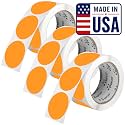 Perco Neon Orange Perforated Round Circle Dot Sticker 2-Inch Labels — 3 Rolls, 1,500 Stickers - Clearance, Sale &amp; Limited-Time Offer Labels, High Visibility - Made in USA