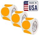 Perco Neon Orange Perforated Round Circle Dot Sticker 4-Inch Labels — 3 Rolls, 1,200 Stickers - Sale, Clearance &amp; Limited-Time Offer Signage, High Visibility - Made in USA