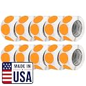Perco Neon Orange Perforated Round Circle Dot Sticker 3-Inch Labels — 10 Rolls, 5,000 Stickers - Sale, Clearance &amp; Limited-Time Offer Signage, High Visibility - Made in USA