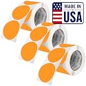 Perco Neon Orange Perforated Round Circle Dot Sticker 3-Inch Labels — 3 Rolls, 1,500 Stickers - Sale, Clearance &amp; Limited-Time Offer Signage, High Visibility - Made in USA