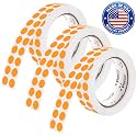 Perco Neon Orange Perforated Round Circle Dot Sticker 1/2-Inch Labels — 3 Rolls, 9,000 Stickers - Events, Tasks for Priority Flags, Urgent Marking &amp; Action Labels, Strong Adhesive—Made in USA