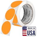 Perco Neon Orange Round Circle Dot Sticker 2-Inch Labels with Perforation for Easy Tear-Off, 500 Stickers per Roll - Clearance, Sale &amp; Limited-Time Offer Labels, High Visibility - Made in USA