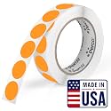Perco Neon Orange Round Circle Dot Sticker 1-Inch Labels with Easy-Tear Perforation, 1,000 Stickers per Roll—Clearance, Discount &amp; Priority Labels, High Visibility, Strong Adhesive—Made in USA