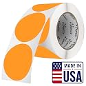 Perco Neon Orange Round Circle Dot Sticker 3-Inch Labels with Perforation for Easy Tear-Off, 500 Stickers per Roll - Sale, Clearance &amp; Limited-Time Offer Signage, High Visibility - Made in USA