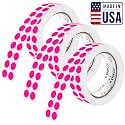 Perco Neon Pink Perforated Round Circle Dot Sticker 1/2-Inch Labels — 3 Rolls, 9,000 Stickers - Parties, Invitations for Highlights &amp; Decorative Accents, Strong Adhesive - Made in USA