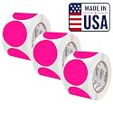 Perco Neon Pink Perforated Round Circle Dot Sticker 4-Inch Labels — 3 Rolls, 1,200 Stickers - Promo, Event &amp; Gift Display Labels, High Visibility Signage - Made in USA