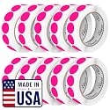 Perco Neon Pink Perforated Round Circle Dot Sticker 1-Inch Labels — 10 Rolls, 10,000 Stickers - Promotional, Sale &amp; Highlight Labels, High Visibility, Strong Adhesive - Made in USA