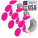 Perco Neon Pink Perforated Round Circle Dot Sticker 2-Inch Labels — 3 Rolls, 1,500 Stickers - Promo, Event &amp; Gift Packaging Labels, High Visibility, Strong Adhesive - Made in USA