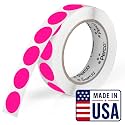 Perco Neon Pink Round Circle Dot Sticker 1-Inch Labels with Easy-Tear Perforation, 1,000 Stickers per Roll - Promotional, Sale &amp; Highlight Labels, High Visibility, Strong Adhesive - Made in USA