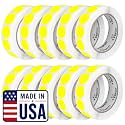 Perco Neon Yellow Perforated Round Circle Dot Sticker 1-Inch Labels — 10 Rolls, 10,000 Stickers — Price Stickers, Notes &amp; Reminder Labels, High Visibility, Strong Adhesive—Made in USA