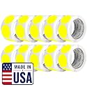 Perco Neon Yellow Perforated Round Circle Dot Sticker 2-Inch Labels — 10 Rolls, 5,000 Stickers - Price Stickers, Notes, Alerts &amp; Warning Labels, High Visibility—Made in USA