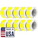 Perco Neon Yellow Perforated Round Circle Dot Sticker 3-Inch Labels — 10 Rolls, 5,000 Stickers - Price Signs, Alerts, Notes &amp; Warning Labels, High Visibility - Made in USA