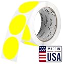 Perco Neon Yellow Round Circle Dot Sticker 2-Inch Labels with Perforation for Easy Tear-Off, 500 Stickers per Roll - Price Stickers, Notes, Alerts &amp; Warning Labels, High Visibility—Made in USA