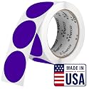 Perco Purple Round Circle Dot Sticker 2-Inch Labels with Perforation for Easy Tear-Off, 500 Stickers per Roll - Creative Branding, Category Labels &amp; Themed Packaging - Made in USA