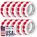Perco Red Perforated Round Circle Dot Sticker 1-Inch Labels — 10 Rolls, 10,000 Stickers - Sale, Discount &amp; Urgent Labels for Pricing &amp; Alerts, Strong Adhesive - Made in USA