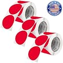 Perco Red Perforated Round Circle Dot Sticker 3-Inch Labels — 3 Rolls, 1,500 Stickers - Sale, Discount &amp; Urgent Signage, Warning Labels, High Visibility - Made in USA