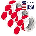 Perco Red Perforated Round Circle Dot Sticker 2-Inch Labels — 3 Rolls, 1,500 Stickers - Sale, Discount &amp; Urgent Warning Labels, High Visibility - Made in USA
